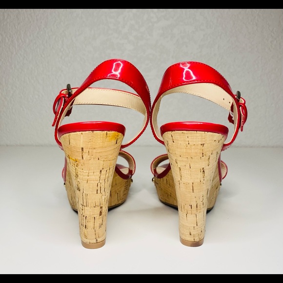 Nine West Red Patent Leather Corke Wedge NWOB - Picture 5 of 7